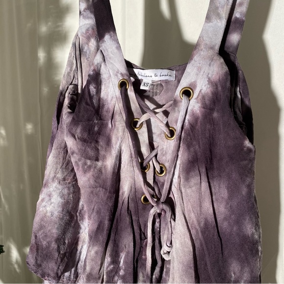 ✨Young Fabulous and Broke YFB Lace Up Tank Top Tie Dye “Irene Top” XS - Picture 3 of 4